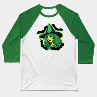 CreepyCool Pinup Witch Baseball T-Shirt